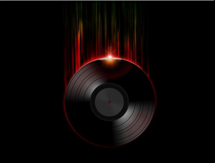 Black Red falling record album flame