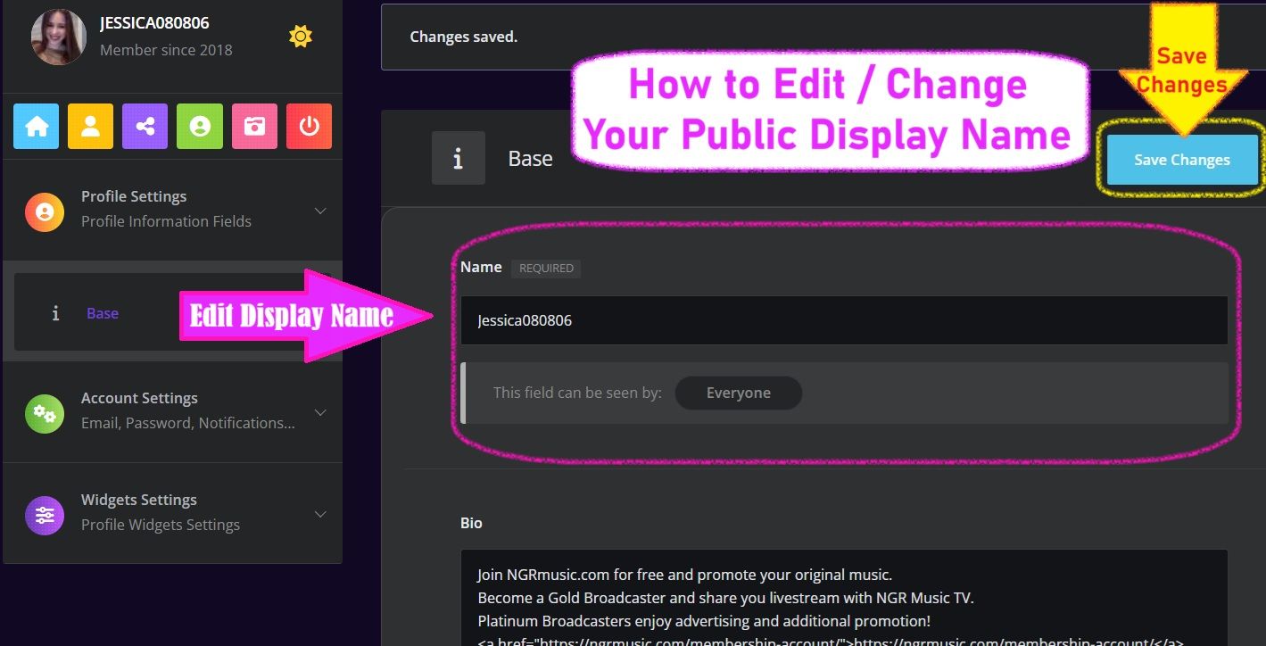 Update or Change Your Public Display Name