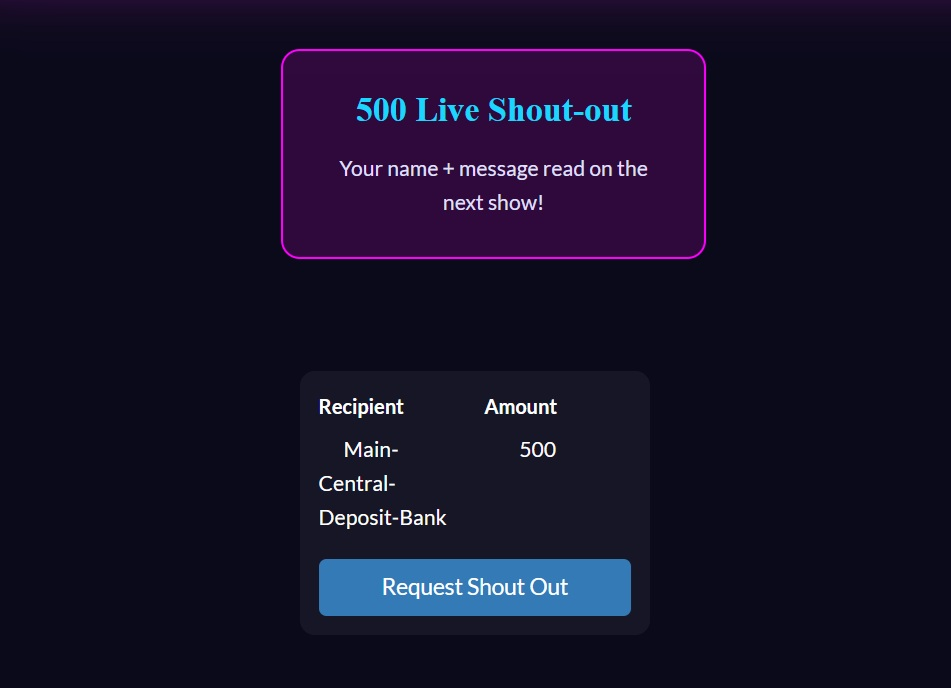 Live Shout Out Request