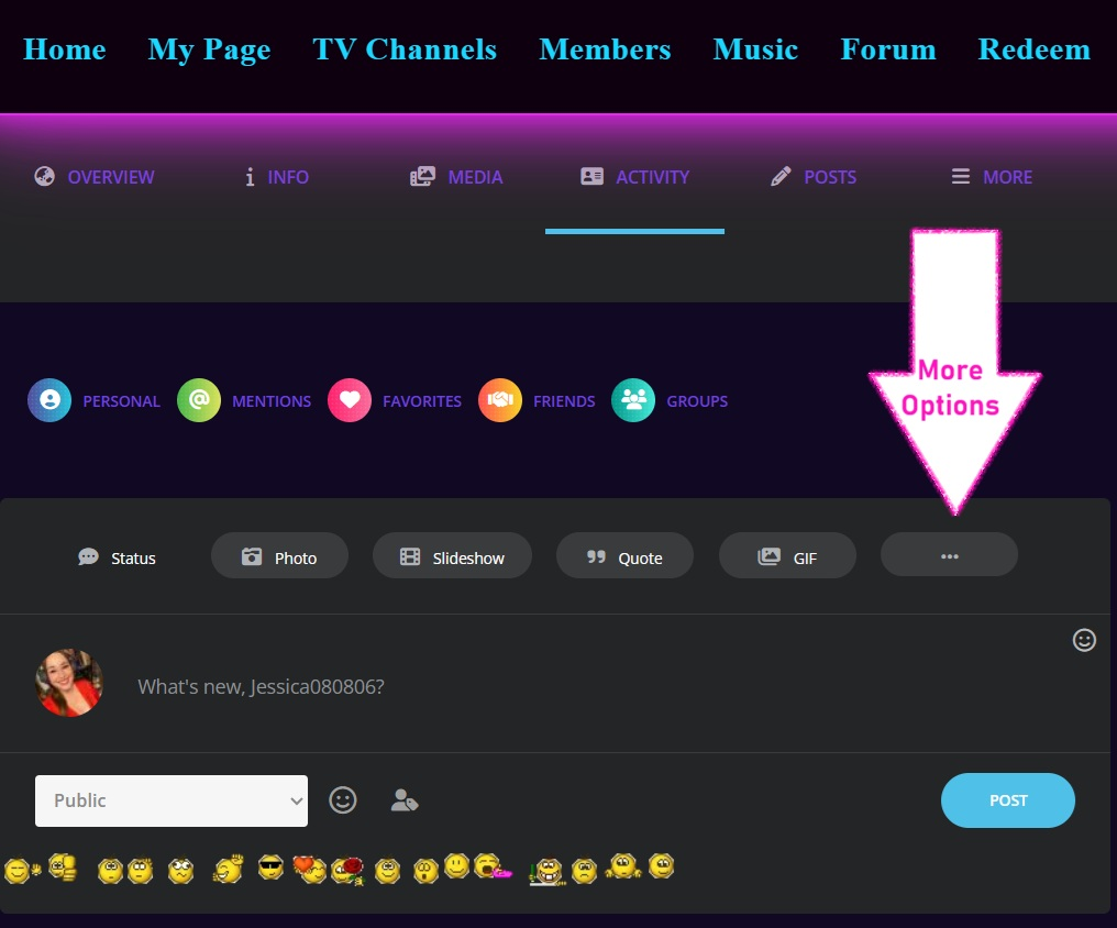 More Options for Status Updates